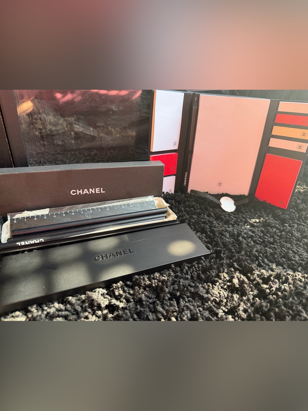 CHANEL notepad and pencil stationary set